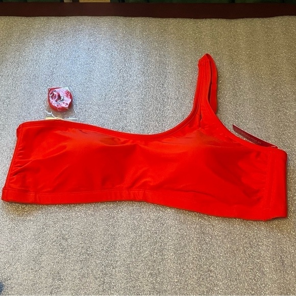 Xhilaration One Shoulder Bikini Top Plus Size 22W Red Orange NWT Swimwear New - Picture 2 of 10